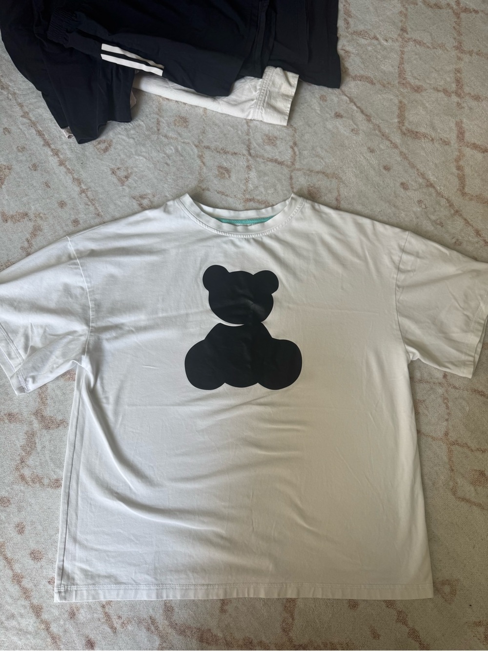 Lush White Tee with Black Bear Silhouette